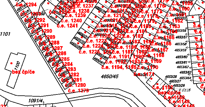 Jihlava 1192,1193 na parcele st. 4650/86 v KÚ Jihlava, Katastrální mapa