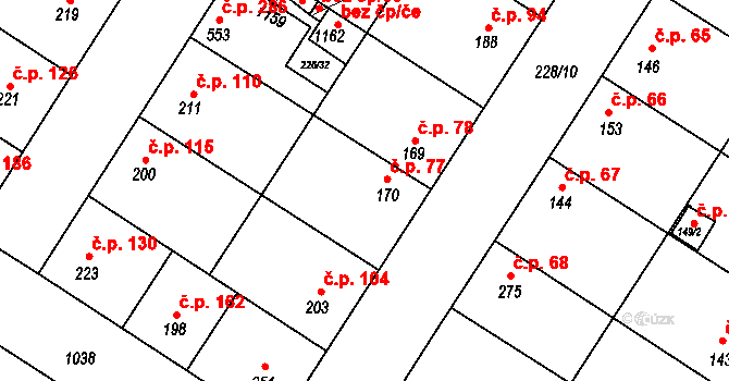 Humny 77, Pchery na parcele st. 170 v KÚ Pchery, Katastrální mapa