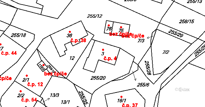 Rohanov 4, Vacov na parcele st. 3 v KÚ Rohanov, Katastrální mapa