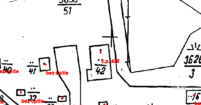 Poděbrady III 428, Poděbrady na parcele st. 3630/42 v KÚ Poděbrady, Katastrální mapa