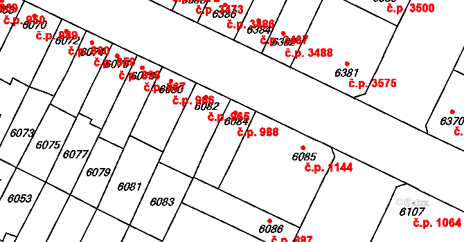 Židenice 988, Brno na parcele st. 6084 v KÚ Židenice, Katastrální mapa