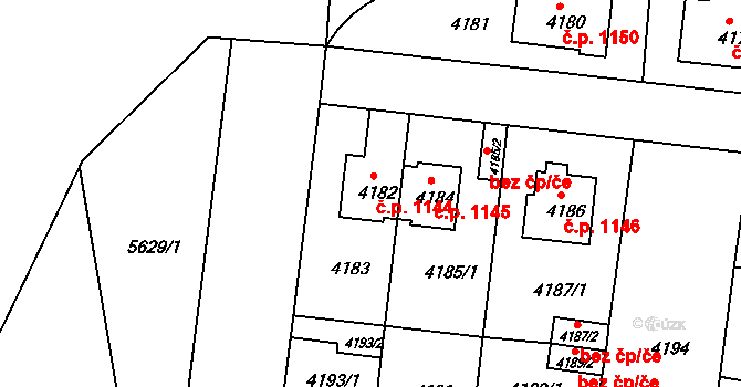 Záběhlice 1144, Praha na parcele st. 4182 v KÚ Záběhlice, Katastrální mapa