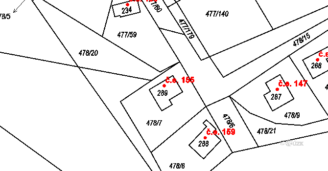 Žebrákov 155, Zduchovice na parcele st. 289 v KÚ Zduchovice, Katastrální mapa