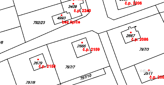 Dvůr Králové nad Labem 2159 na parcele st. 2666 v KÚ Dvůr Králové nad Labem, Katastrální mapa