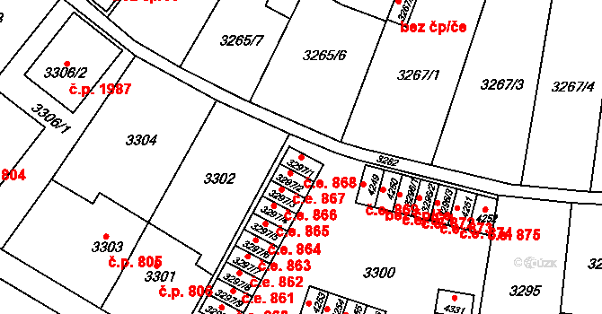 Kuřim 868 na parcele st. 3297/1 v KÚ Kuřim, Katastrální mapa