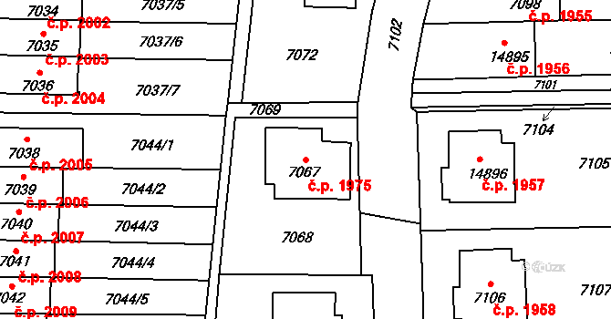 Vsetín 1975 na parcele st. 7067 v KÚ Vsetín, Katastrální mapa