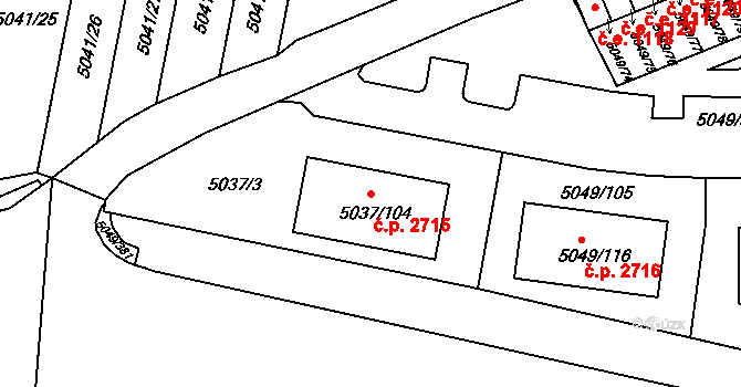 Líšeň 2715, Brno na parcele st. 5037/104 v KÚ Líšeň, Katastrální mapa