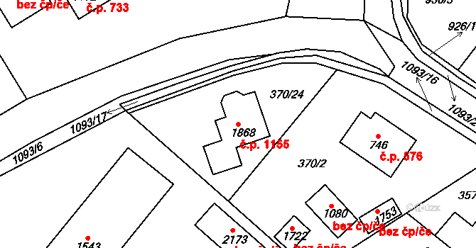 Světlá nad Sázavou 1155 na parcele st. 1868 v KÚ Světlá nad Sázavou, Katastrální mapa