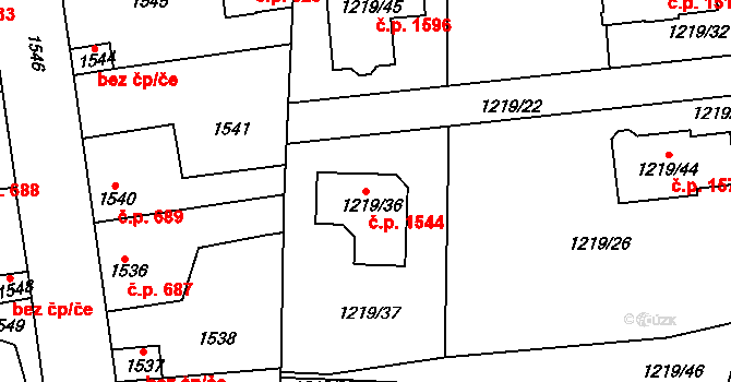 Švermov 1544, Kladno na parcele st. 1219/36 v KÚ Motyčín, Katastrální mapa