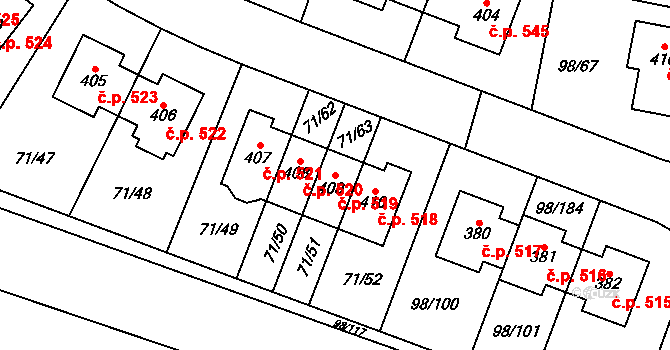 Bašť 519 na parcele st. 409 v KÚ Bašť, Katastrální mapa