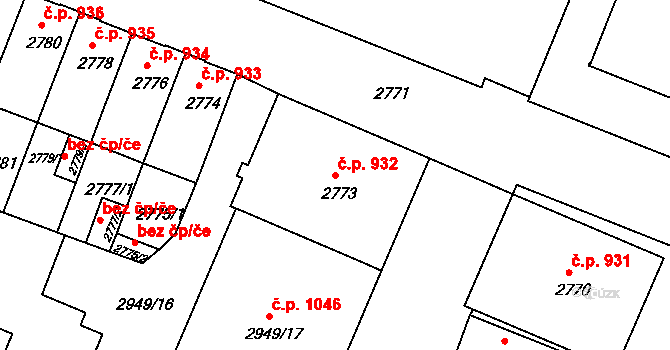 České Budějovice 3 932, České Budějovice na parcele st. 2773 v KÚ České Budějovice 3, Katastrální mapa