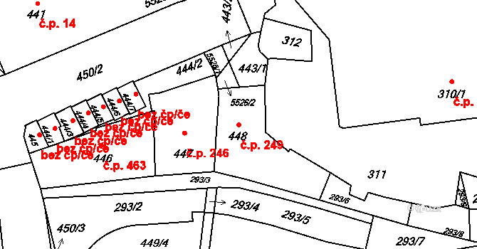 Předměstí 249, Litoměřice na parcele st. 448 v KÚ Litoměřice, Katastrální mapa