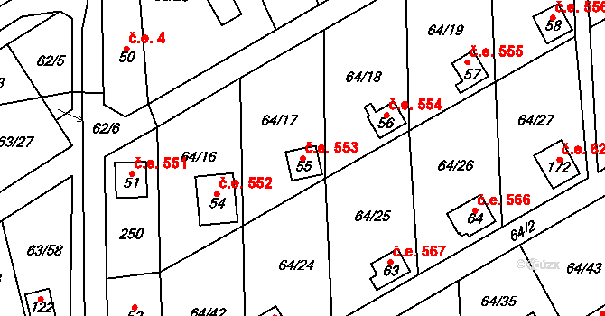 Dobkov 553, Chotěboř na parcele st. 55 v KÚ Dobkov, Katastrální mapa