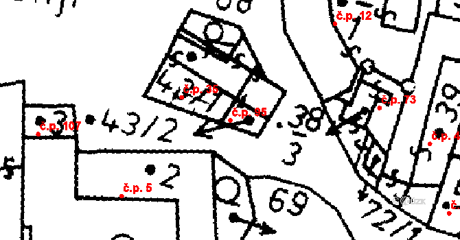 Heřmaň 95 na parcele st. 43/2 v KÚ Heřmaň, Katastrální mapa