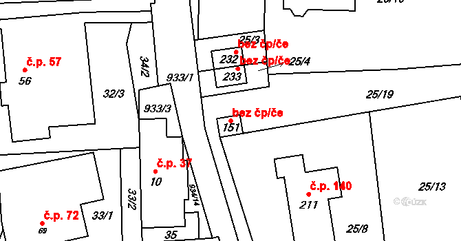 Kostelní Radouň 42689147 na parcele st. 151 v KÚ Kostelní Radouň, Katastrální mapa