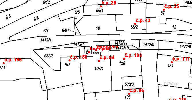 Tetín 43430147 na parcele st. 107/3 v KÚ Tetín u Berouna, Katastrální mapa