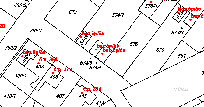 Proboštov 45125147 na parcele st. 574/4 v KÚ Proboštov u Teplic, Katastrální mapa