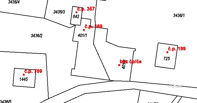 Valašská Bystřice 47839147 na parcele st. 401/2 v KÚ Valašská Bystřice, Katastrální mapa