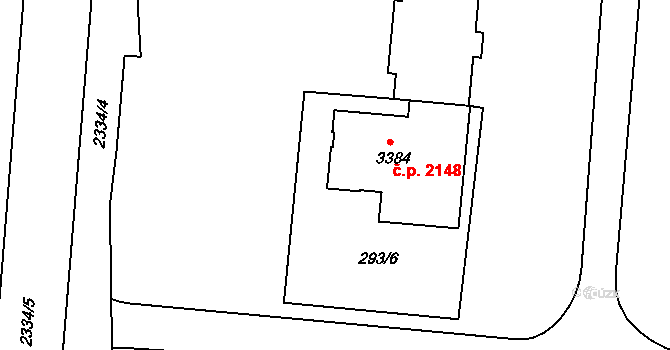 Hranice I-Město 2148, Hranice na parcele st. 3384 v KÚ Hranice, Katastrální mapa