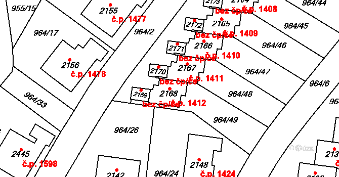 Choceň 1412 na parcele st. 2168 v KÚ Choceň, Katastrální mapa