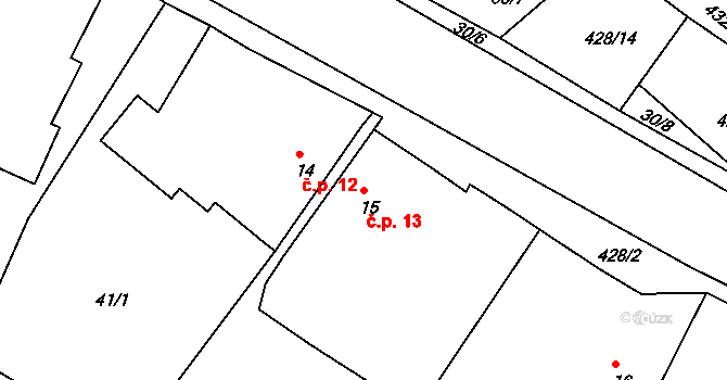 Vanice 13, Vysoké Mýto na parcele st. 15 v KÚ Vanice, Katastrální mapa