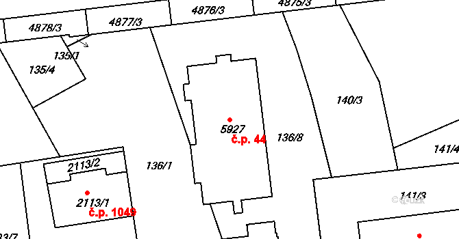 Beroun-Město 44, Beroun na parcele st. 5927 v KÚ Beroun, Katastrální mapa