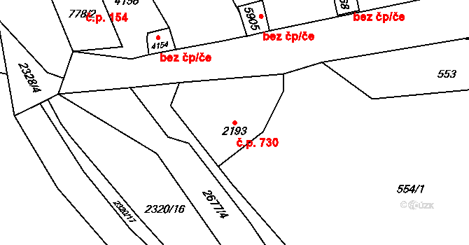 Beroun-Závodí 730, Beroun na parcele st. 2193 v KÚ Beroun, Katastrální mapa