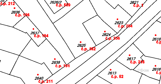 Veselí nad Lužnicí I 182, Veselí nad Lužnicí na parcele st. 2625 v KÚ Veselí nad Lužnicí, Katastrální mapa
