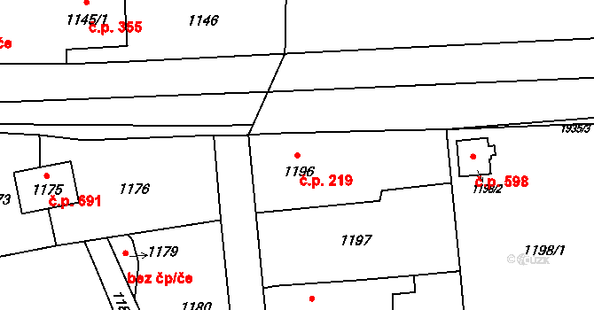 Postřelmov 219 na parcele st. 1196 v KÚ Postřelmov, Katastrální mapa