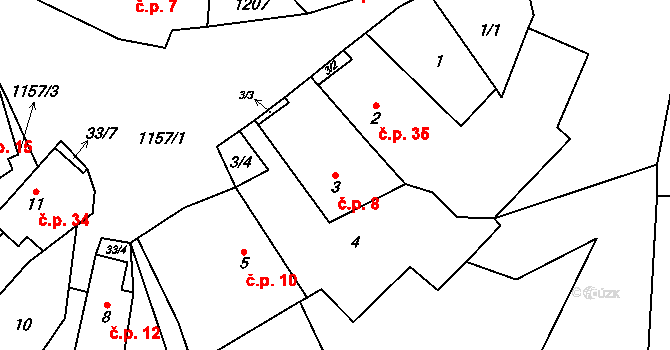 Chvalov 8, Stebno na parcele st. 3 v KÚ Chvalov, Katastrální mapa