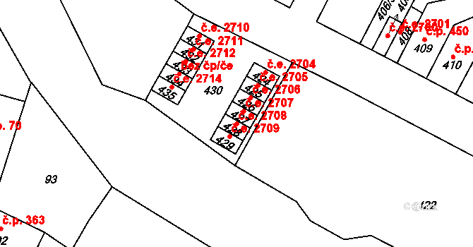 Trmice 2708 na parcele st. 428 v KÚ Trmice, Katastrální mapa