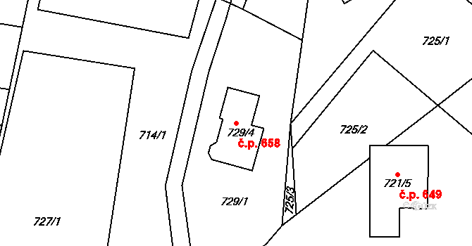 Loket 658 na parcele st. 729/4 v KÚ Loket, Katastrální mapa
