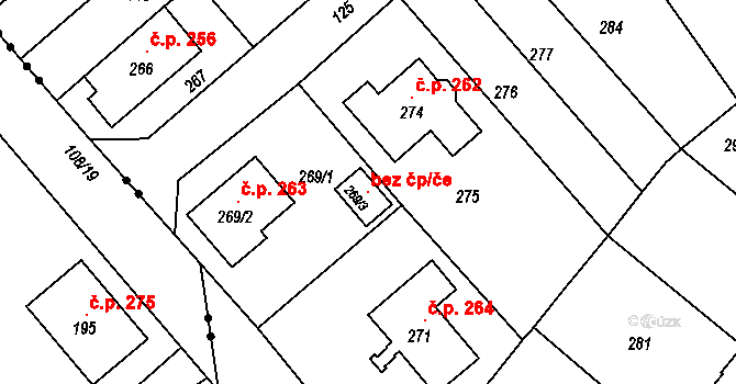 Prosenice 93946147 na parcele st. 269/3 v KÚ Proseničky, Katastrální mapa