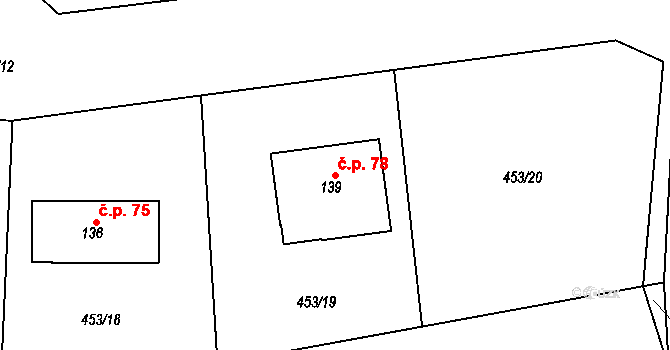 Hrabice 78, Vimperk na parcele st. 139 v KÚ Hrabice, Katastrální mapa