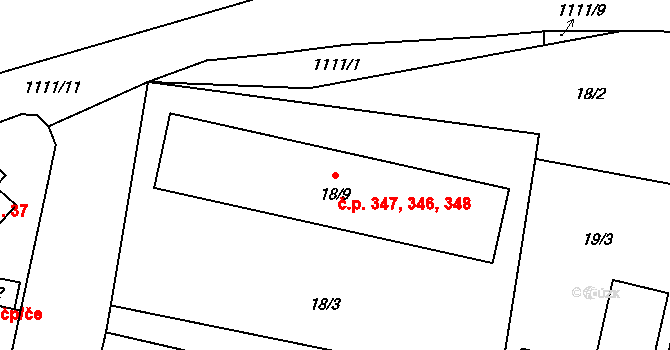 Štěnovice 346,347,348 na parcele st. 18/9 v KÚ Štěnovice, Katastrální mapa