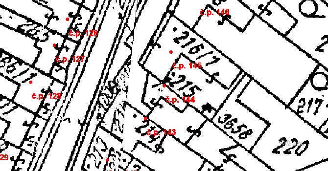Tvrdonice 144 na parcele st. 215 v KÚ Tvrdonice, Katastrální mapa