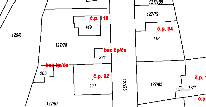 Dřevčice 103169148 na parcele st. 321 v KÚ Dřevčice u Brandýsa nad Labem, Katastrální mapa