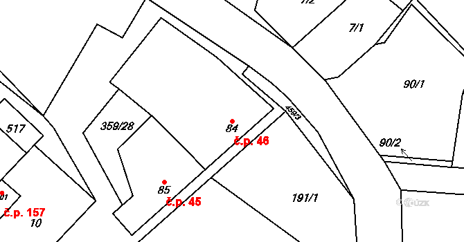 Mramotice 46, Znojmo na parcele st. 84 v KÚ Mramotice, Katastrální mapa