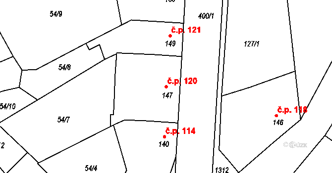 Rostěnice 120, Rostěnice-Zvonovice na parcele st. 147 v KÚ Rostěnice, Katastrální mapa