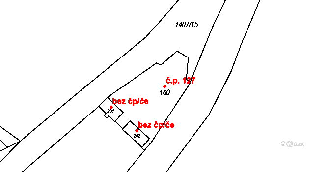 Ruda 127, Tvrdkov na parcele st. 160 v KÚ Ruda u Rýmařova, Katastrální mapa