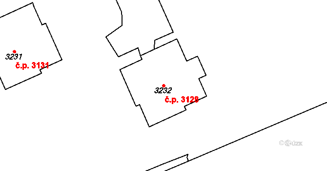 Kladno 3128 na parcele st. 3232 v KÚ Kladno, Katastrální mapa