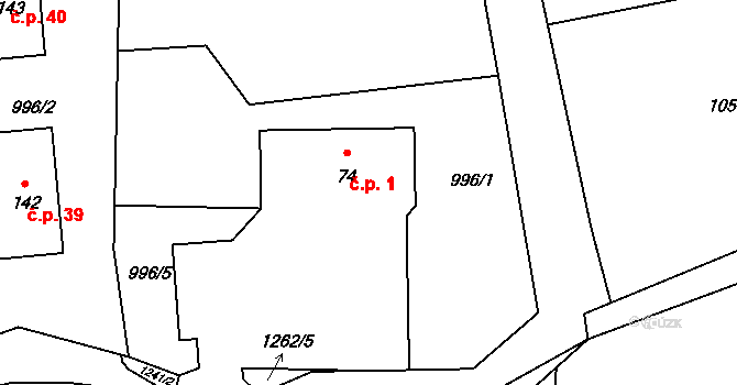 Velké Heřmanice 1, Heřmaničky na parcele st. 74 v KÚ Velké Heřmanice, Katastrální mapa