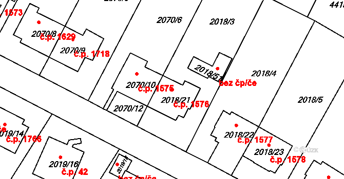 Boskovice 1576 na parcele st. 2018/21 v KÚ Boskovice, Katastrální mapa
