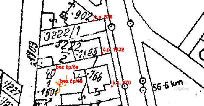 Lanžhot 1032 na parcele st. 1125 v KÚ Lanžhot, Katastrální mapa