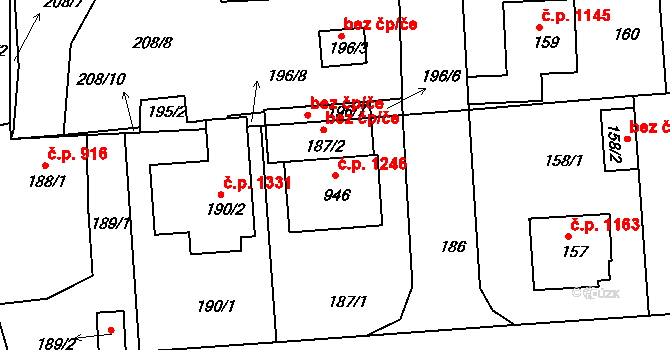 Hořovice 1246 na parcele st. 946 v KÚ Velká Víska, Katastrální mapa