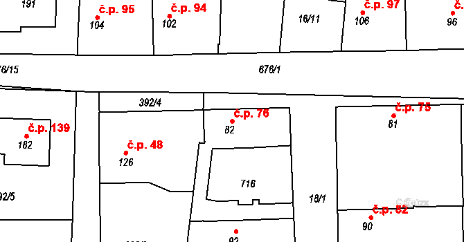 Libotenice 76 na parcele st. 82 v KÚ Libotenice, Katastrální mapa