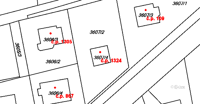 Frýdlant 1324, Frýdlant nad Ostravicí na parcele st. 3607/4 v KÚ Frýdlant nad Ostravicí, Katastrální mapa