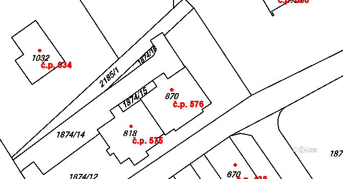 Solnice 576 na parcele st. 870 v KÚ Solnice, Katastrální mapa