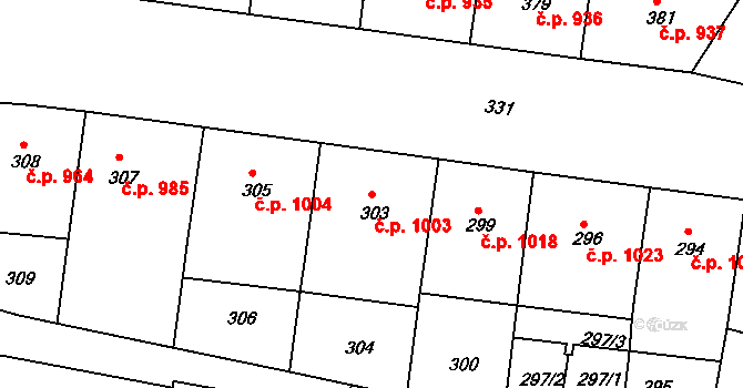 Žižkov 1003, Praha na parcele st. 303 v KÚ Žižkov, Katastrální mapa