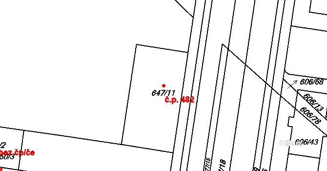 Kobylisy 482, Praha na parcele st. 647/11 v KÚ Kobylisy, Katastrální mapa